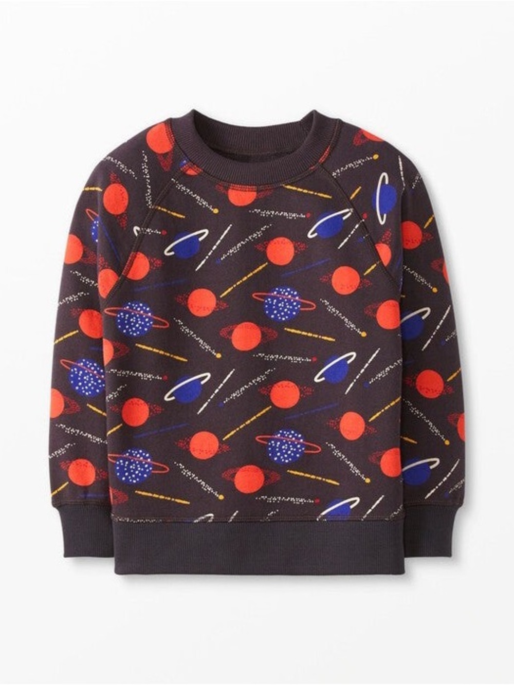 Hanna Andersson Dark Space Sweatshirt with Red & Blue Planets